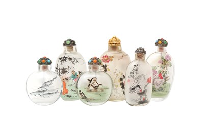 Lot 675 - SIX CHINESE INSIDE-PAINTED SNUFF BOTTLES