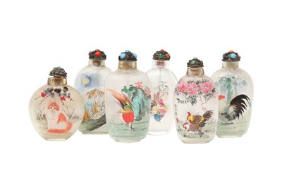 Lot 677 - SIX CHINESE INSIDE-PAINTED SNUFF BOTTLES