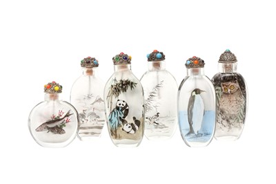 Lot 678 - SIX CHINESE INSIDE-PAINTED SNUFF BOTTLES