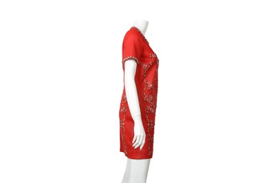 Lot 256 - Isabel Marant Red Leather Embellished Dress - Size 42