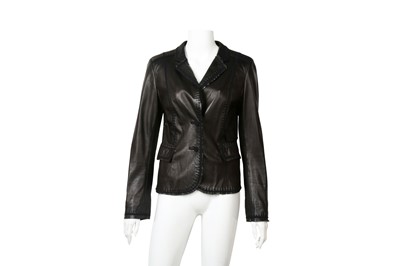 Lot 169 - Fendi Black Leather Detail Blazer - Size 42