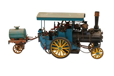 Lot 287 - A SCRATCH BUILT STEAM ENGINE AND TWO CARRIAGES