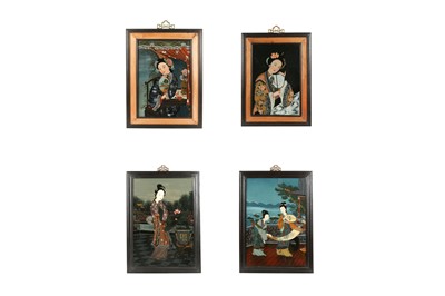 Lot 241 - FOUR CHINESE REVERSE GLASS PAINTINGS, 19TH/20TH CENTURY