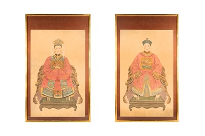 Lot 238 - TWO CHINESE ANCESTRAL PORTRAITS, 20TH CENTURY