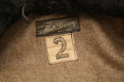 Lot 93 - A SWEDISH MILITARY LEATHER COAT