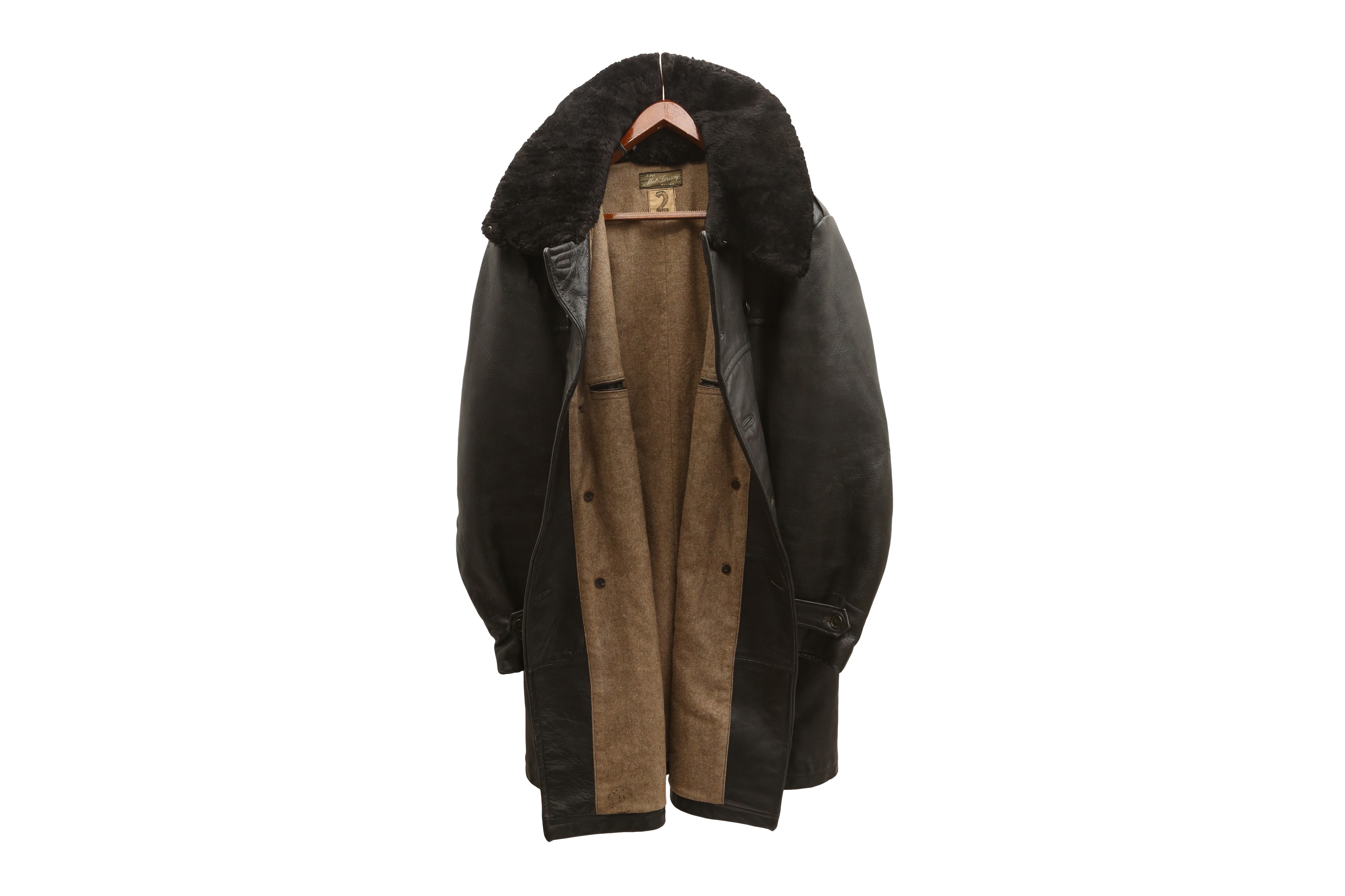 Lot 93 A SWEDISH MILITARY LEATHER COAT