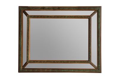 Lot 445 - A COPPER AND WALNUT FRAMED SECTIONAL WALL MIRROR, LATE 19TH CENTURY