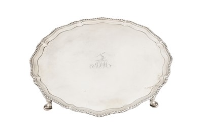 Lot 441 - A large George III sterling silver salver, London 1773 by Ebenezer Coker