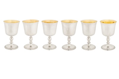 Lot 303 - A set of six Elizabeth II sterling silver goblets, London 1972 by Mills and Hersey