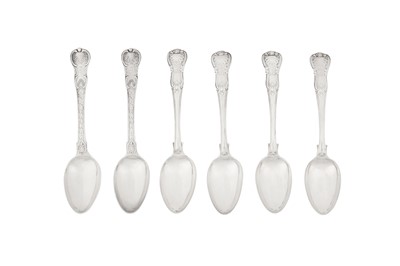 Lot 282 - A pair of George IV sterling silver dessert spoons, London 1828 by Charles Eley