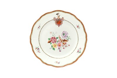 Lot 4 - A CHINESE EXPORT FAMILLE-ROSE DISH FOR THE PORTUGUESE MARKET