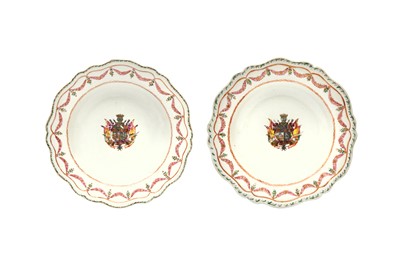 Lot 16 - A PAIR OF CHINESE EXPORT FAMILLE-ROSE ARMORIAL DISHES