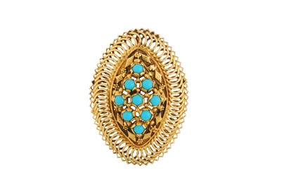 Lot 14 - A TURQUOISE BROOCH/PENDANT