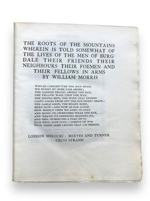 Lot 285 - Morris. Roots of the Mountain, floral binding, 1890