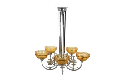 Lot 16 - UNKNOWN (FRENCH); AN ART DECO CHROME ELECTROLIER