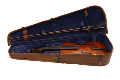 Lot 266 - A CAROLUS HELMER, PRAGUE VIOLIN WITH BOW AND LEATHER CASE