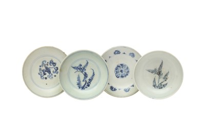 Lot 632 - FOUR CHINESE BLUE AND WHITE SMALL DISHES