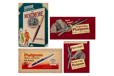 Lot 414 - FOUR HANDPAINTED PEN ADVERTISING POSTERS