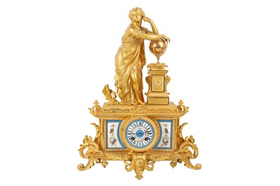 Lot 458 - A FRENCH GILT SPELTER FIGURAL MANTEL CLOCK