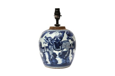 Lot 563 - A CHINESE BLUE AND WHITE FIGURATIVE JAR