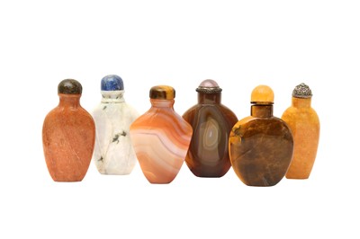 Lot 926 - SIX CHINESE HARDSTONE SNUFF BOTTLES