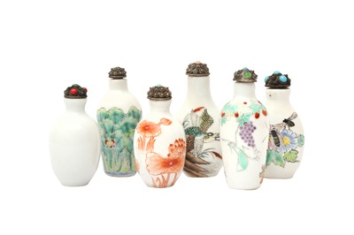 Lot 930 - SIX CHINESE ENAMELLED SNUFF BOTTLES