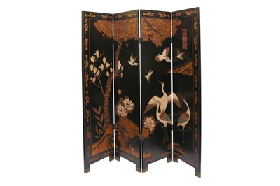 Lot 221 - A CHINESE FOLDING SCREEN, 20TH CENTURY