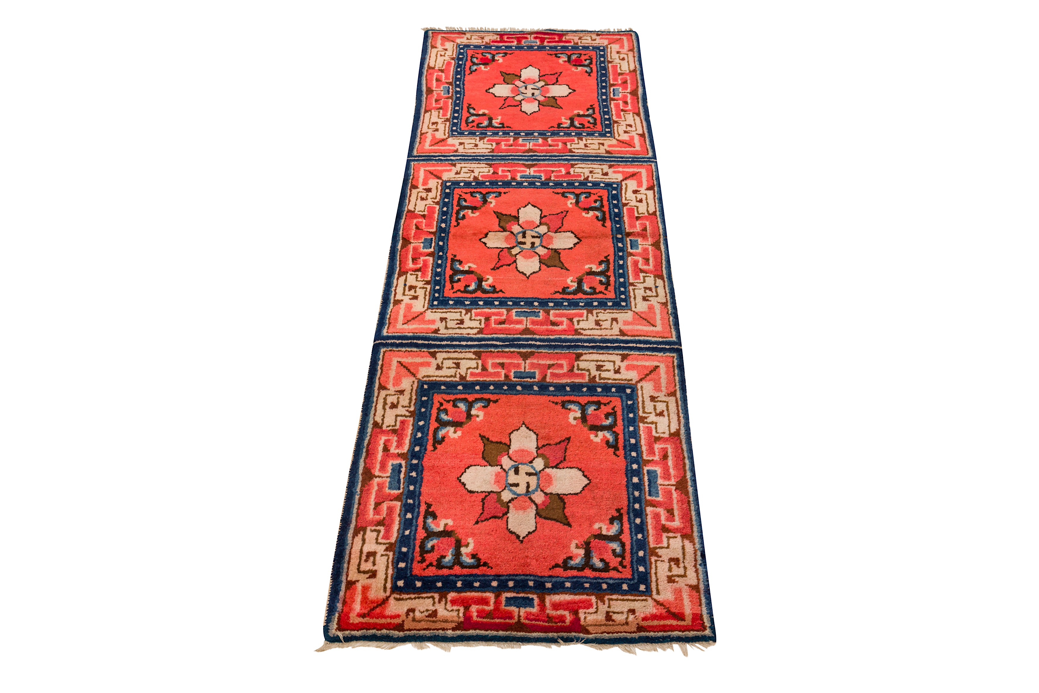 Lot 40 - AN ANTIQUE NINGXIA TEMPLE RUG