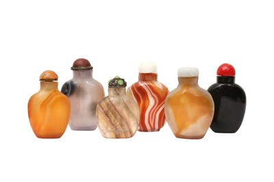 Lot 925 - SIX CHINESE HARDSTONE SNUFF BOTTLES