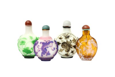 Lot 900 - FOUR CHINESE BEIJING GLASS SNUFF BOTTLES