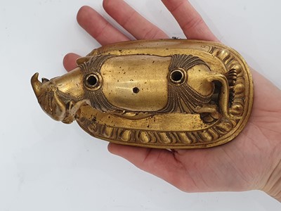 Lot 296 - A SINO-TIBETAN GILT-BRONZE FIGURE OF YAMANTAKA