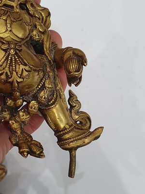 Lot 296 - A SINO-TIBETAN GILT-BRONZE FIGURE OF YAMANTAKA