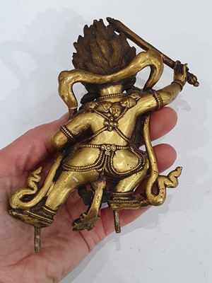 Lot 296 - A SINO-TIBETAN GILT-BRONZE FIGURE OF YAMANTAKA