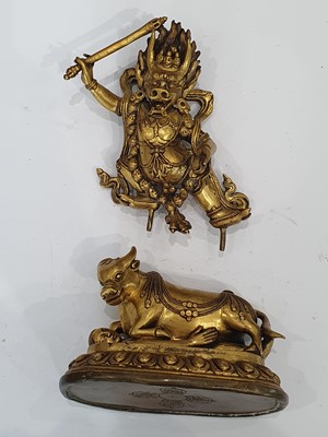 Lot 296 - A SINO-TIBETAN GILT-BRONZE FIGURE OF YAMANTAKA