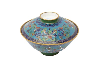 Lot 806 - A CHINESE PAINTED ENAMEL BOWL AND COVER