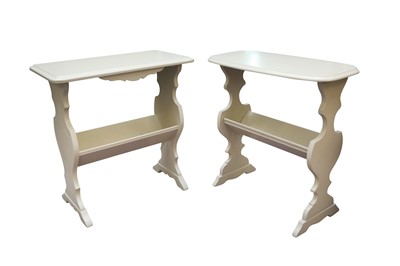 Lot 544 - A NEAR PAIR OF WHITE PAINTED PINE BOOK TABLES