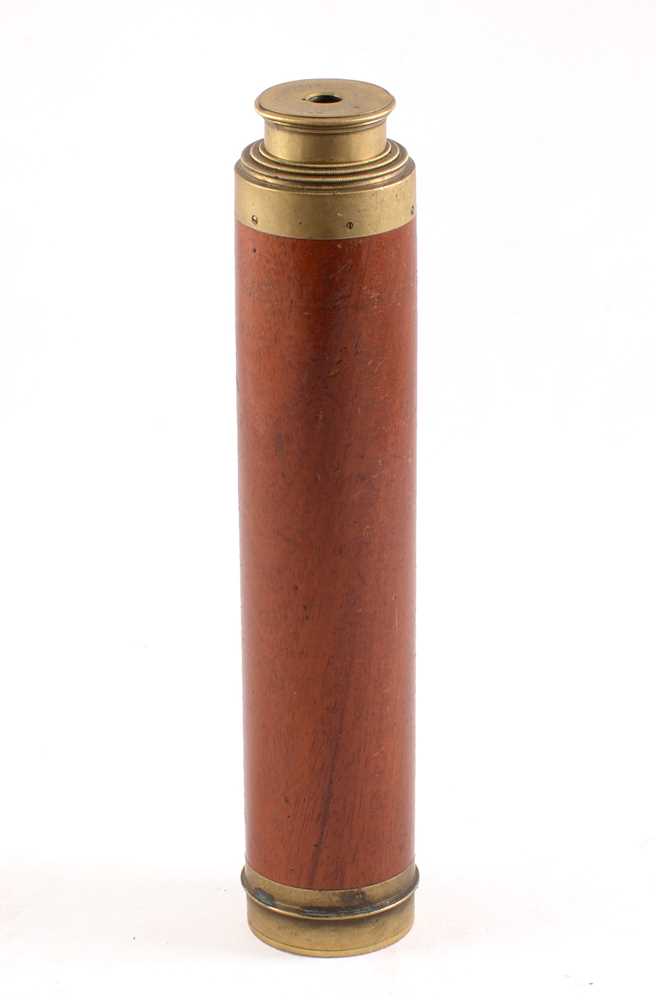 Lot 85 - A Rare Brass & Mahogany 3-Draw Telescope by Wellington, London.