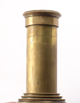 Lot 85 - A Rare Brass & Mahogany 3-Draw Telescope by Wellington, London.
