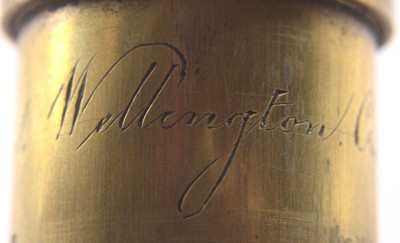 Lot 85 - A Rare Brass & Mahogany 3-Draw Telescope by Wellington, London.