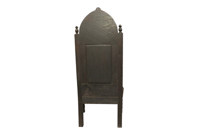 Lot 541 - A 19TH CENTURY CARVED OAK THRONE CHAIR