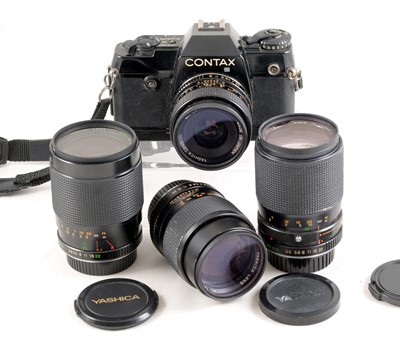 Lot 1001 - 4-Lens Contax 137MA Quartz Camera Outfit.