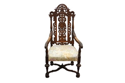 Lot 553 - A 17TH CENTURY STYLE FLEMISH ARMCHAIR