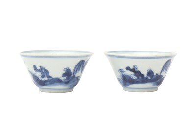 Lot 527 - TWO CHINESE BLUE AND WHITE CUPS