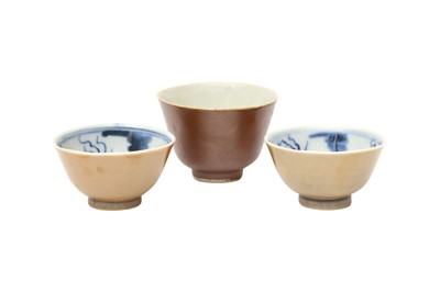 Lot 786 - THREE CHINESE BROWN-GLAZED CUPS