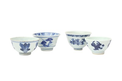 Lot 545 - FOUR CHINESE BLUE AND WHITE CUPS