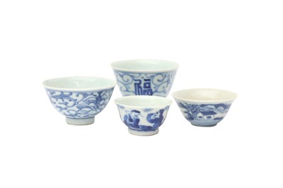 Lot 548 - FOUR CHINESE BLUE AND WHITE CUPS