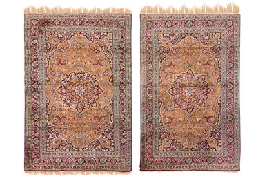 Lot 69 - A PAIR OF FINE SILK RUGS