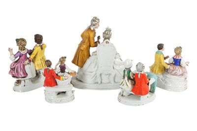 Lot 147 - A GROUP OF FIVE GERMAN SAXE PORCELAIN FIGURAL GROUPS, REICHMANNSDORF, 20TH CENTURY