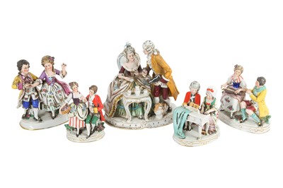 Lot 147 - A GROUP OF FIVE GERMAN SAXE PORCELAIN FIGURAL GROUPS, REICHMANNSDORF, 20TH CENTURY