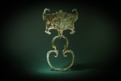 Lot 180 - A PAIR OF CHINESE BRONZE COFFIN HANDLES